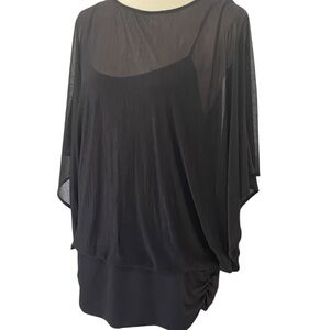 Jennifer Lopez Black Sheer Blouse with Attached Cami Size XL
